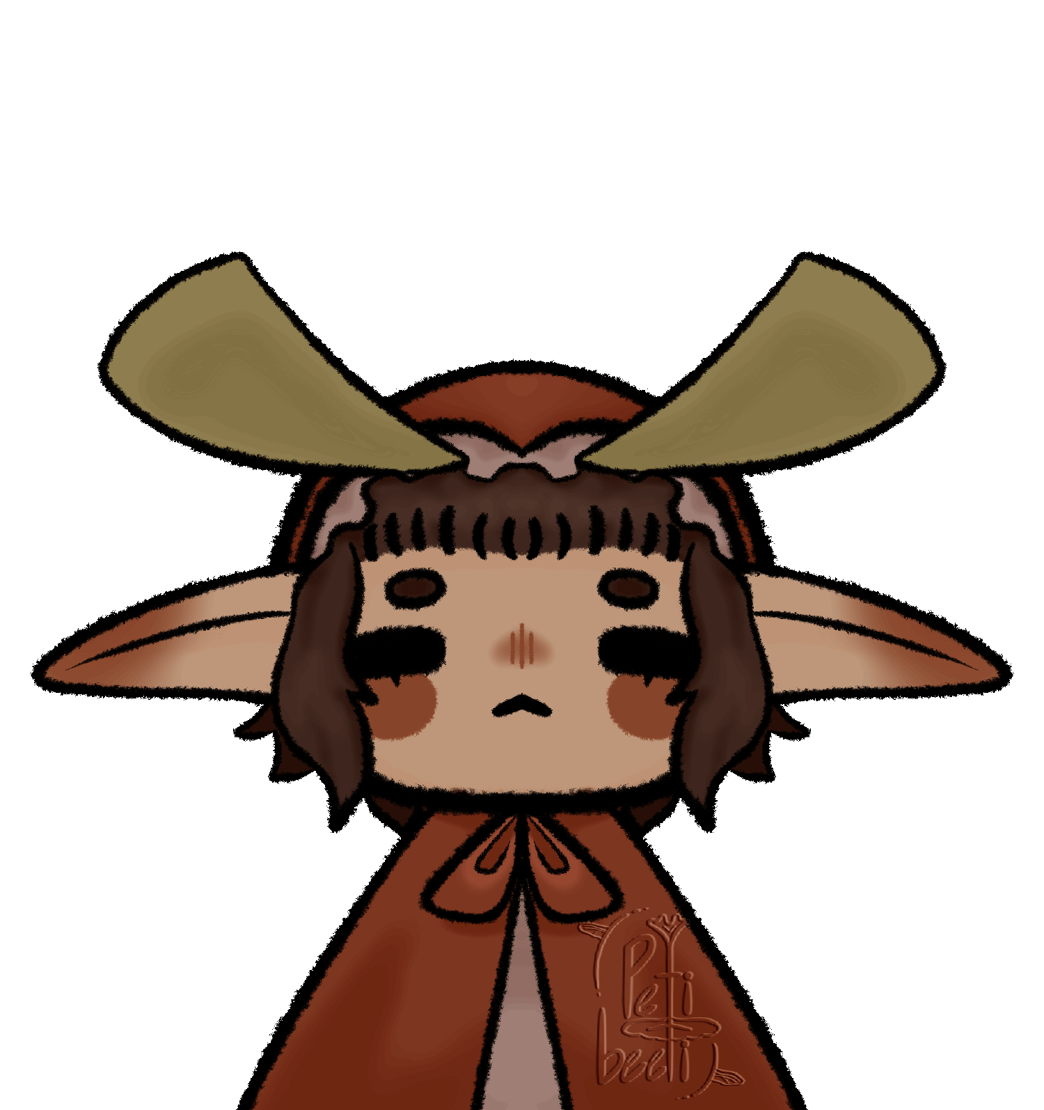 Simple animated Fugi of my persona, an elf eared girl with antennas, bobbing her head back and forth.